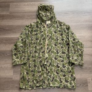 VTG 60s 70s Kamo Vietnam Military Mosquito Net Jacket Large Frog Camo Sheer Mesh